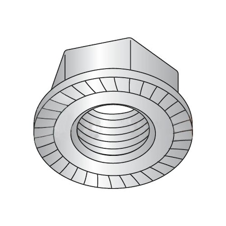 Newport Fasteners Serrated Lock Nut, 3/8"-16, 18-8 Stainless Steel, Not Graded, 0.23 in Ht, 100 PK NB045030P-100